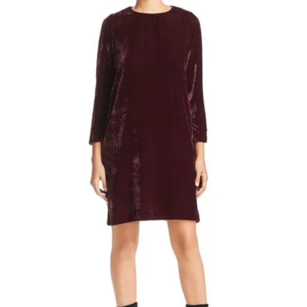 New Marella Elba Velvet Shift Dress Size US 2 / IT 38 (Bordeaux)